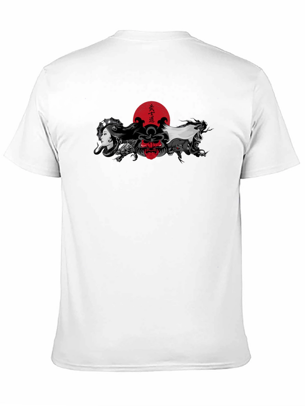 Japanese Art T-Shirt: Samurai Geisha Dragon