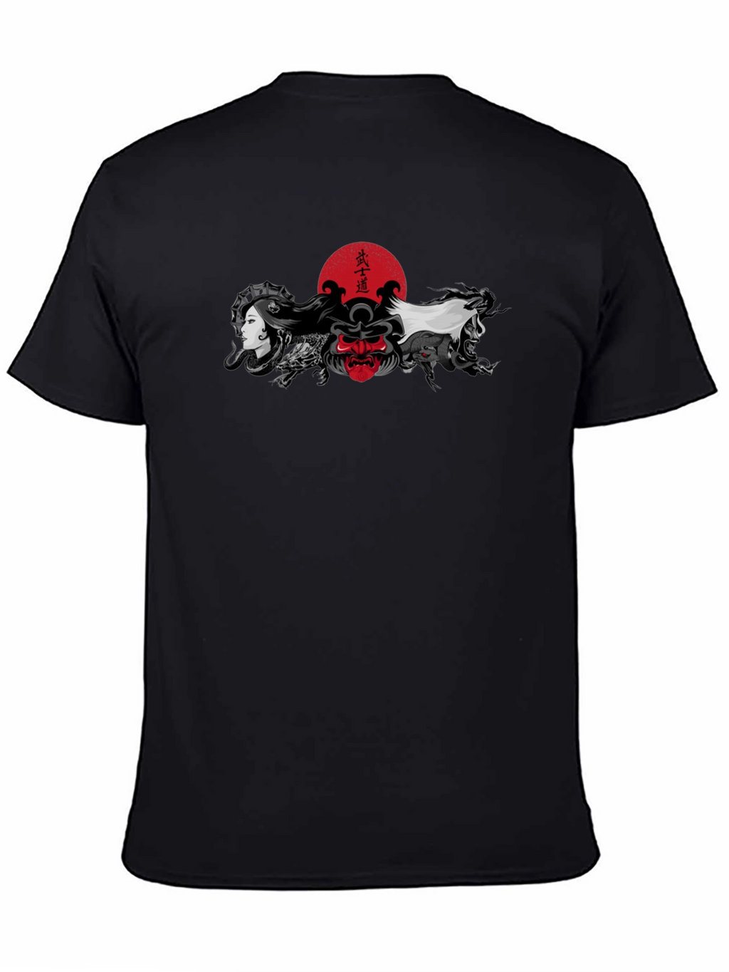 Japanese Art T-Shirt: Samurai Geisha Dragon