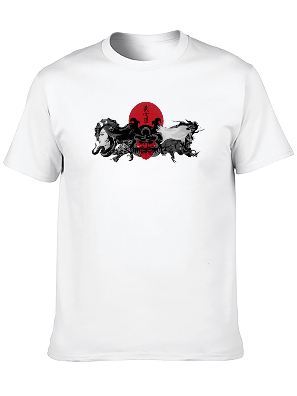Japanese Art T-Shirt: Samurai Geisha Dragon