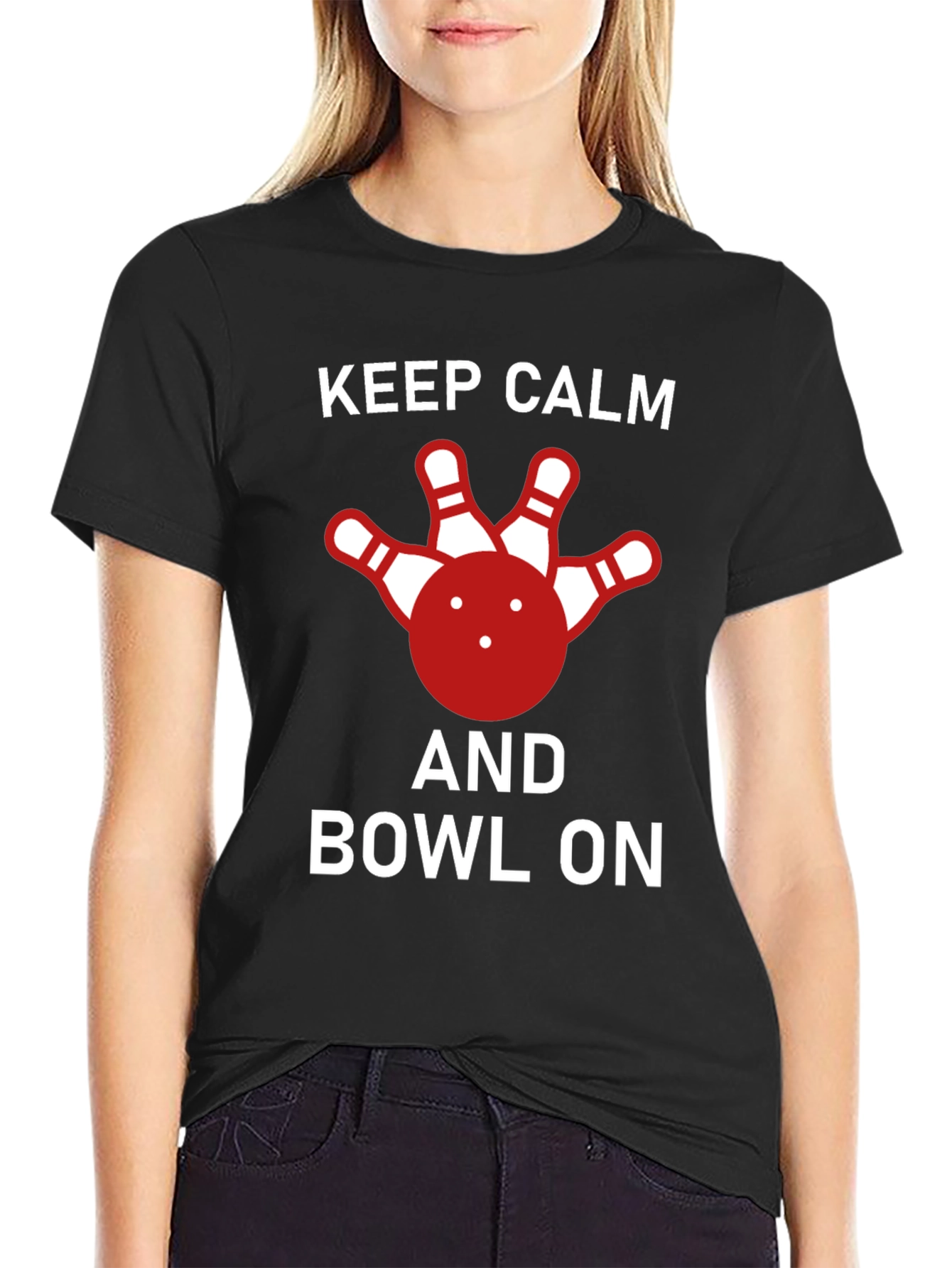 Keep Calm and Bowl On T-Shirt - Bowling Lover Gift