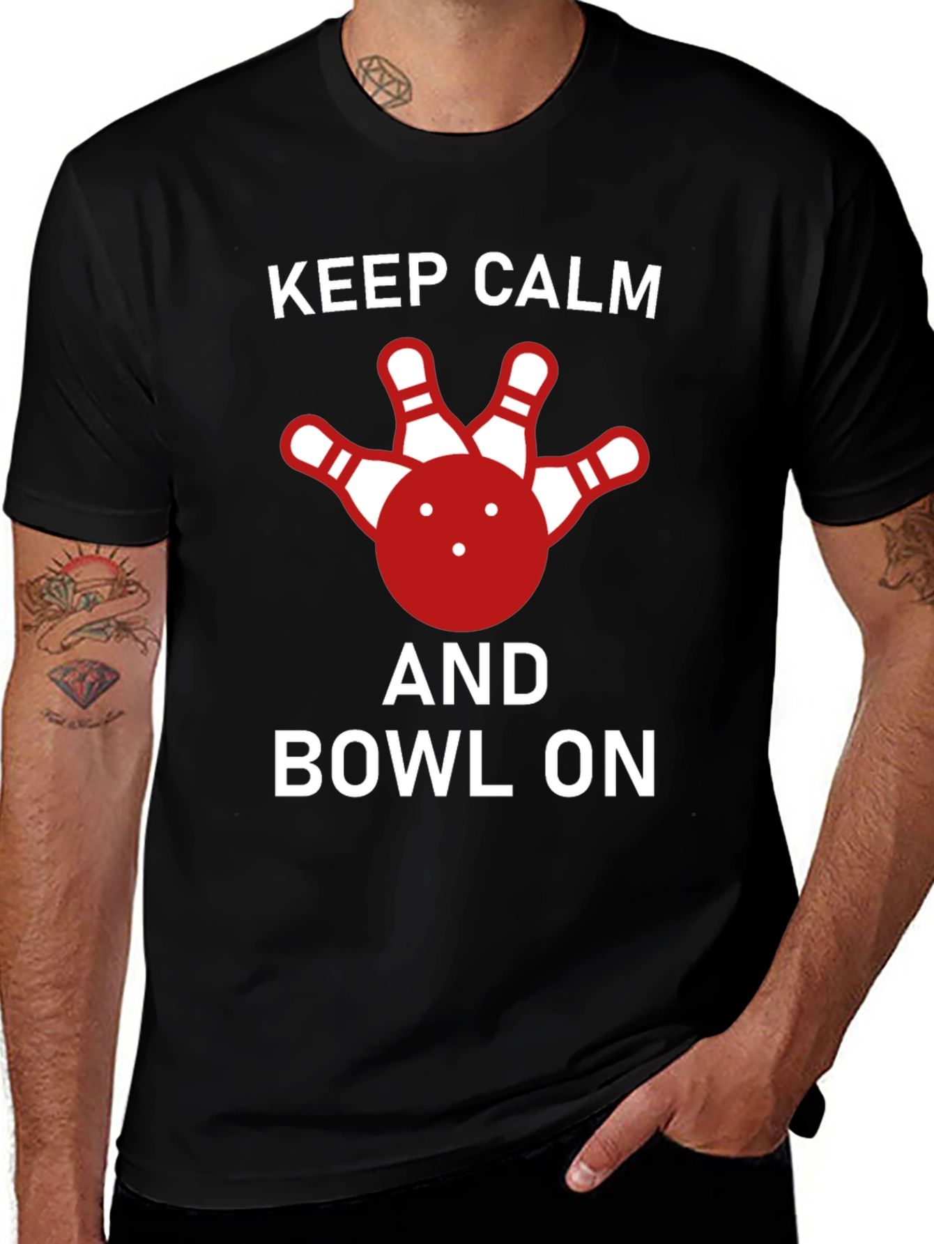 Keep Calm and Bowl On T-Shirt - Bowling Lover Gift