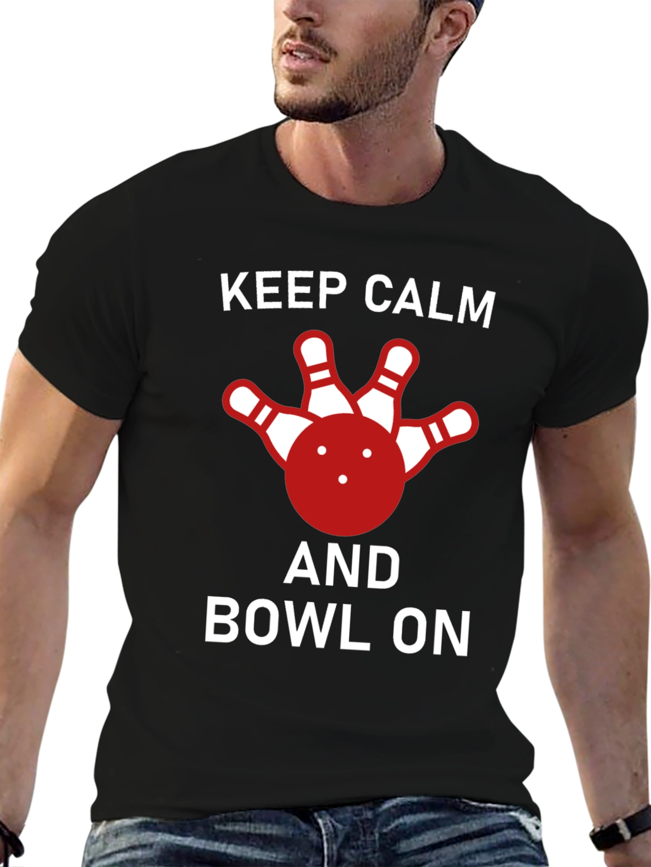 Keep Calm and Bowl On T-Shirt - Bowling Lover Gift