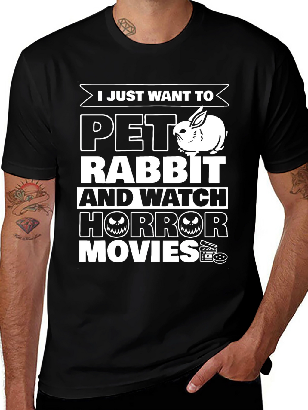 Pet Rabbit & Horror Movies T-Shirt