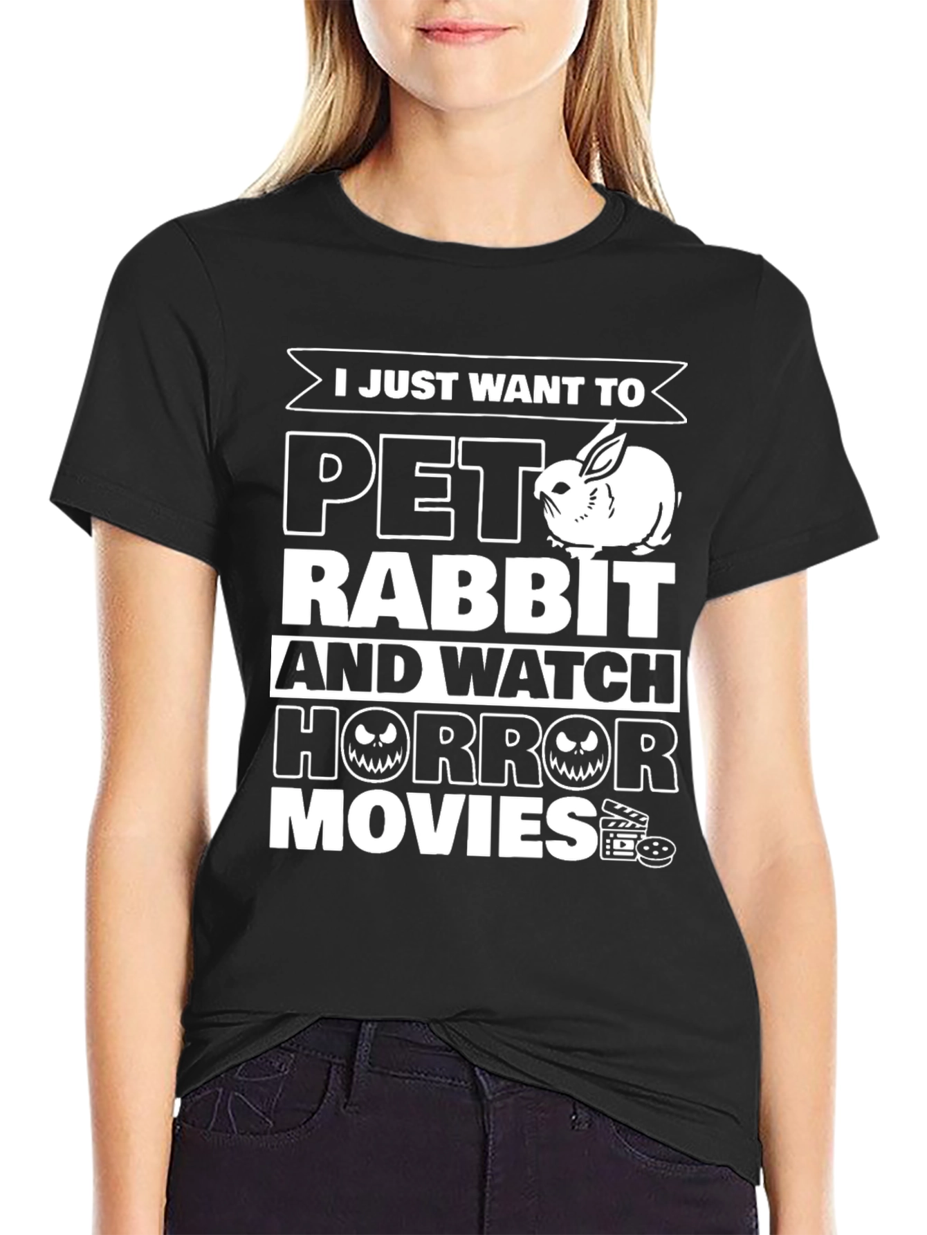 Pet Rabbit & Horror Movies T-Shirt