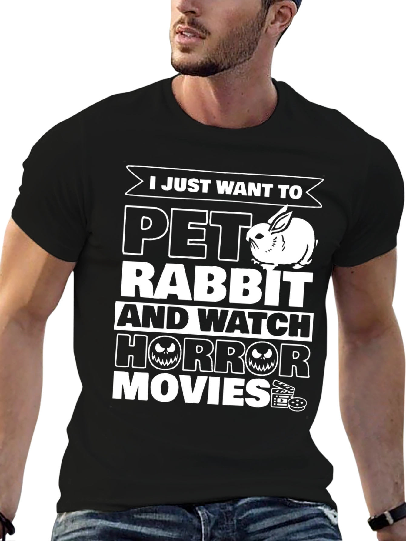 Pet Rabbit & Horror Movies T-Shirt