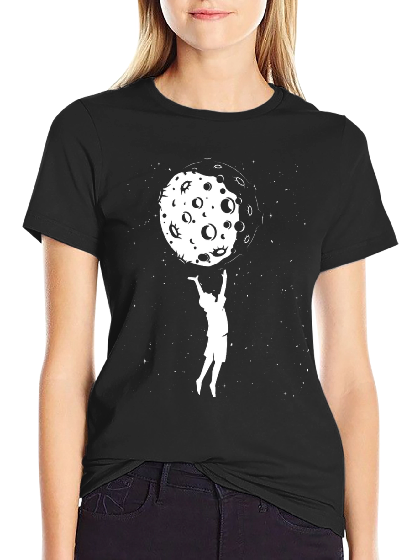 Catch the Moon T-Shirt - Black Graphic Tee
