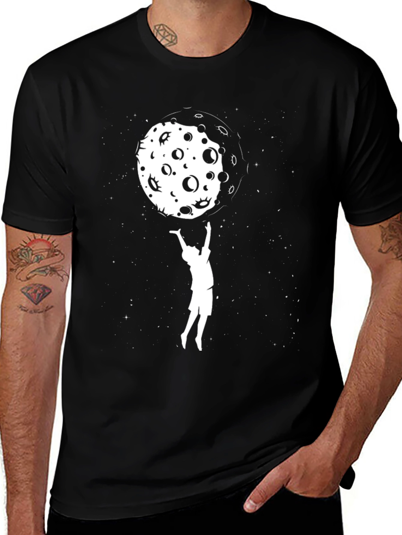 Catch the Moon T-Shirt - Black Graphic Tee