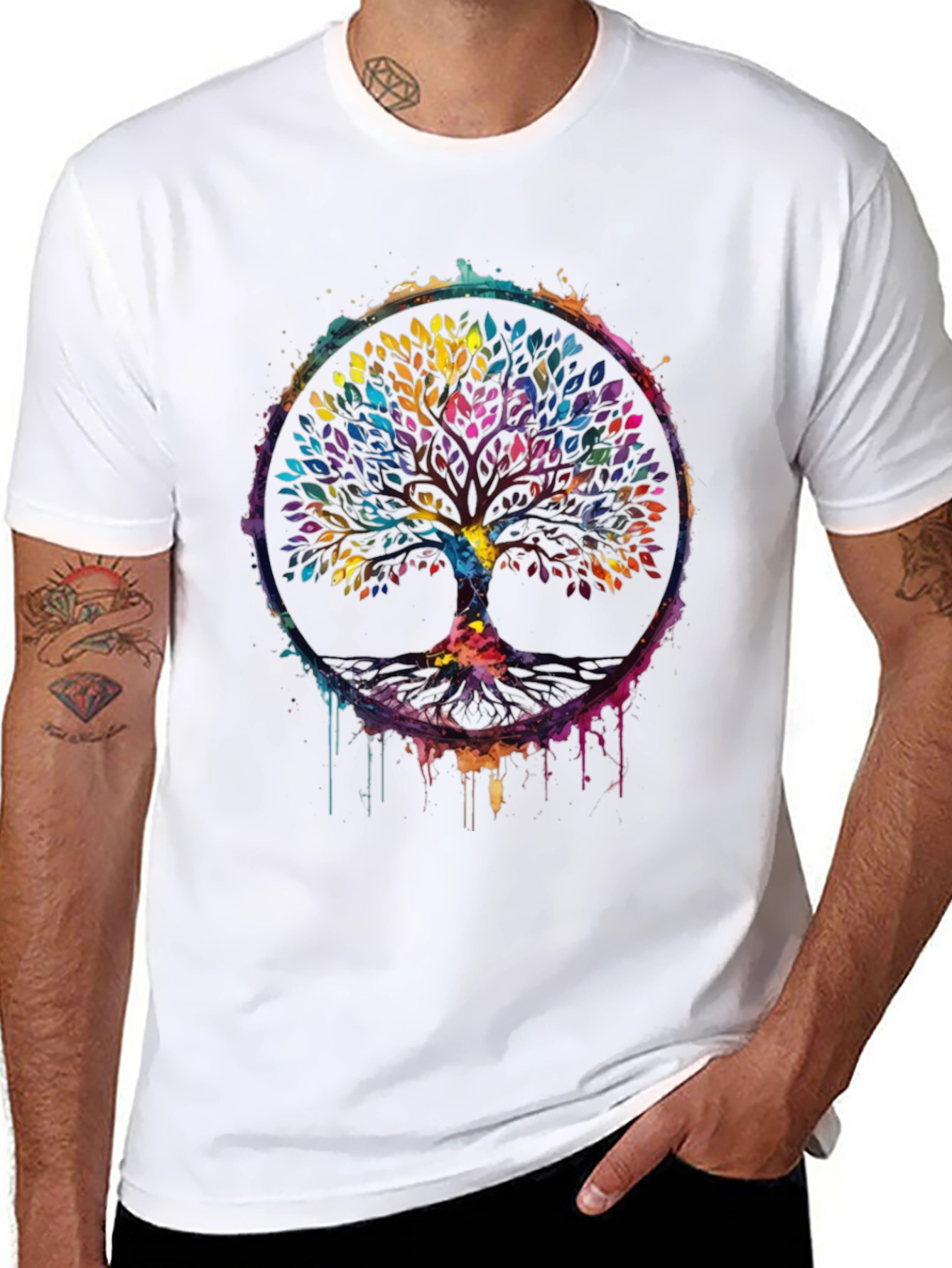 Colorful Tree of Life Graphic Tee - Artistic Design