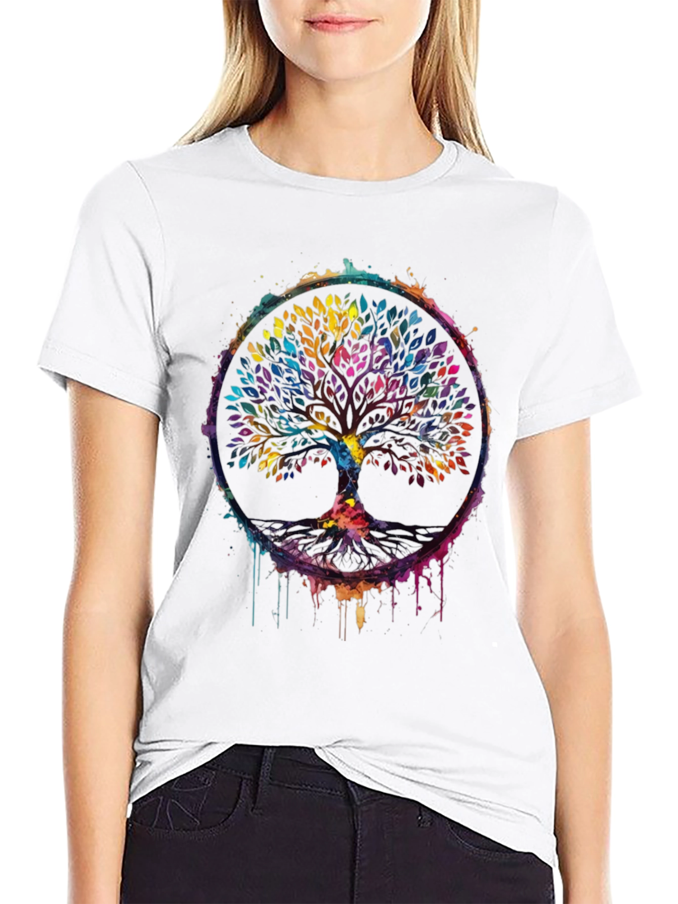 Colorful Tree of Life Graphic Tee - Artistic Design