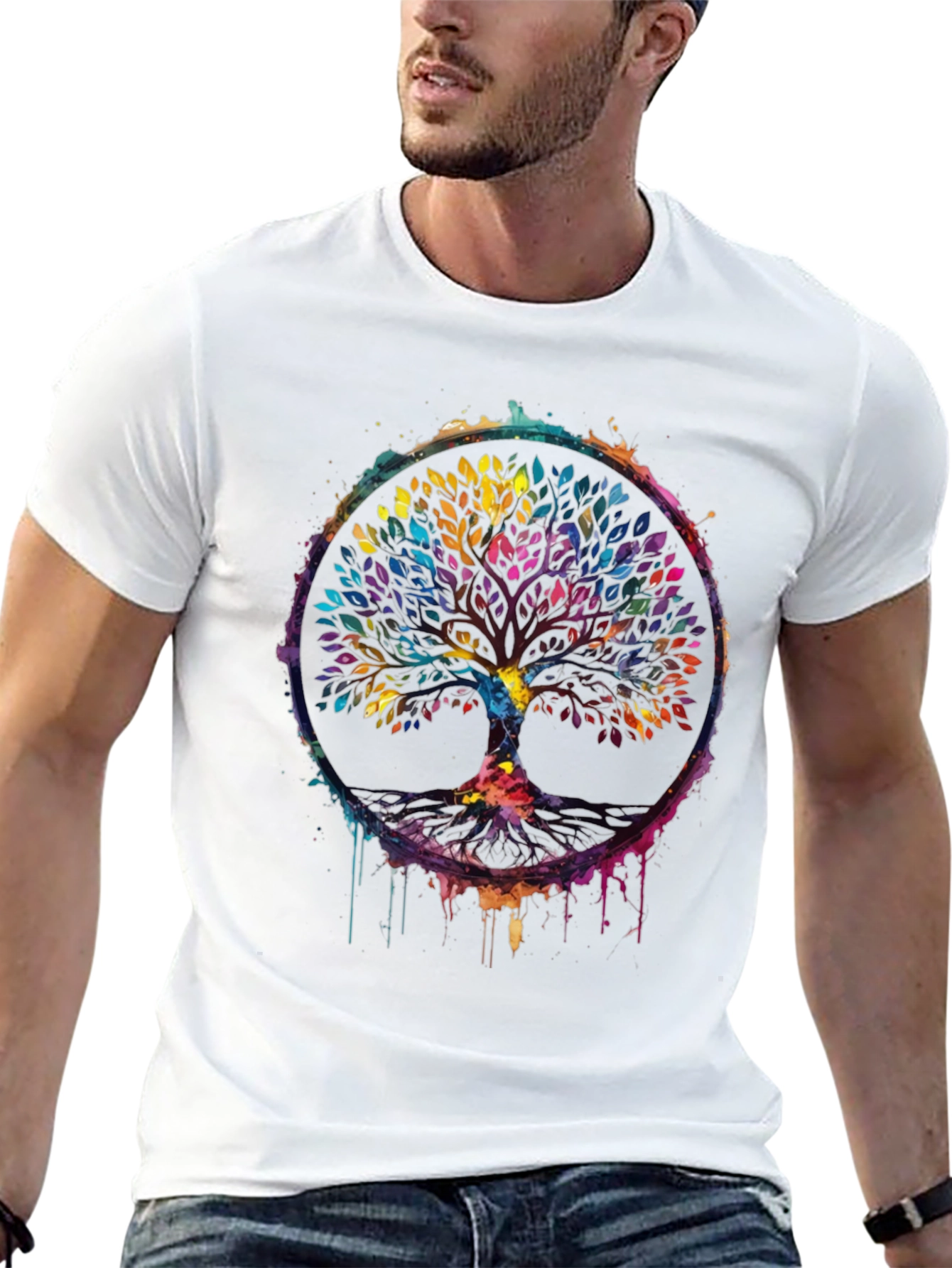 Colorful Tree of Life Graphic Tee - Artistic Design