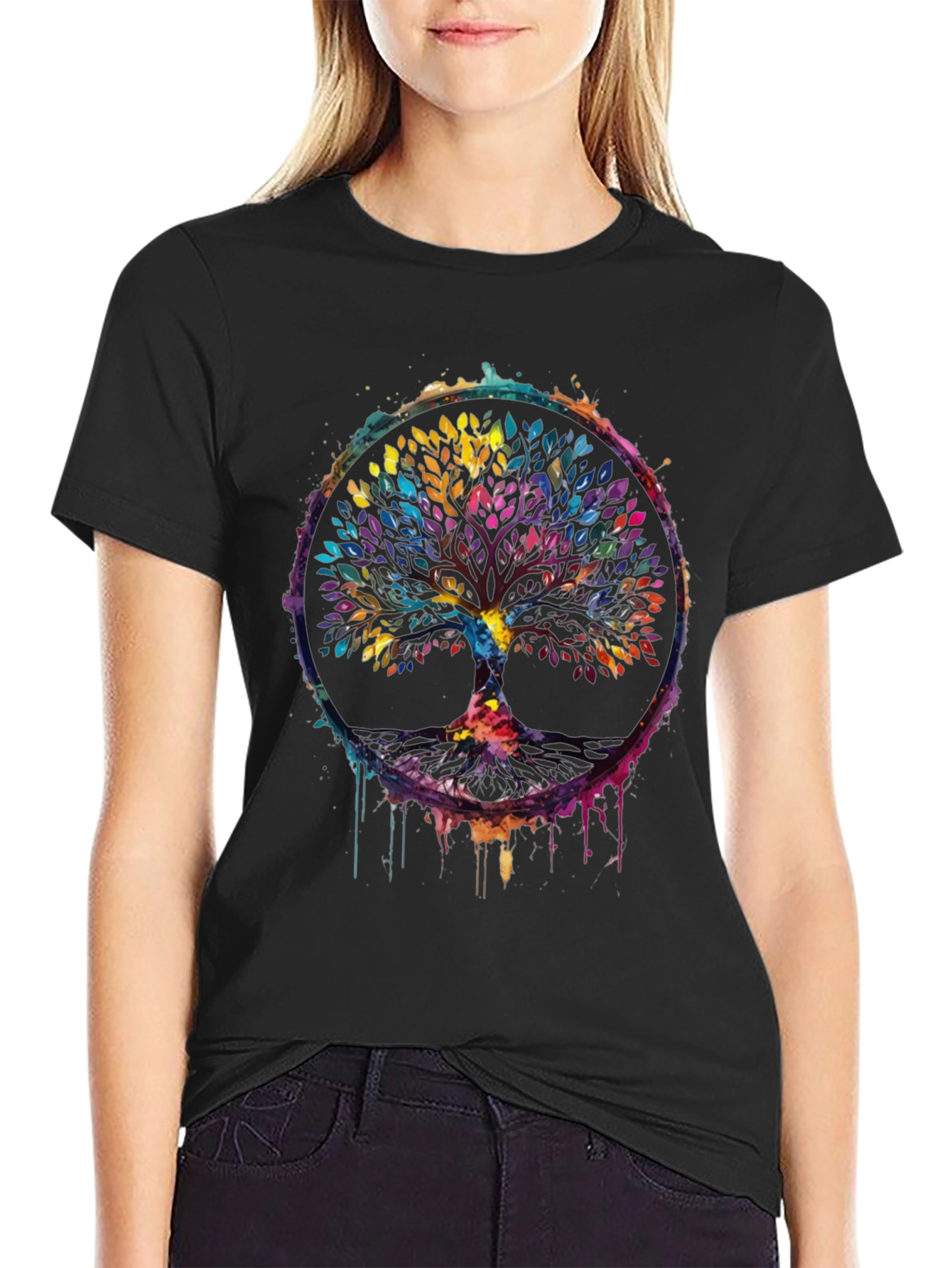 Colorful Tree of Life Graphic Tee - Artistic Design