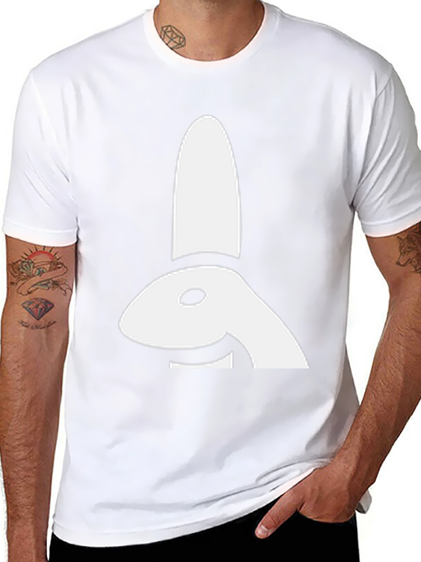 Abstract Bunny Graphic Tee - Black Cotton Shirt