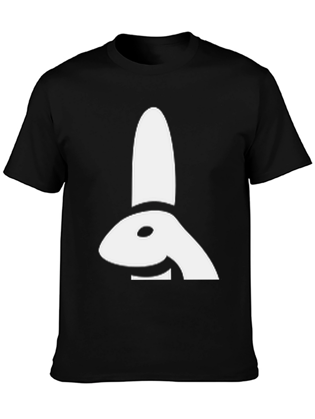 Abstract Bunny Graphic Tee - Black Cotton Shirt