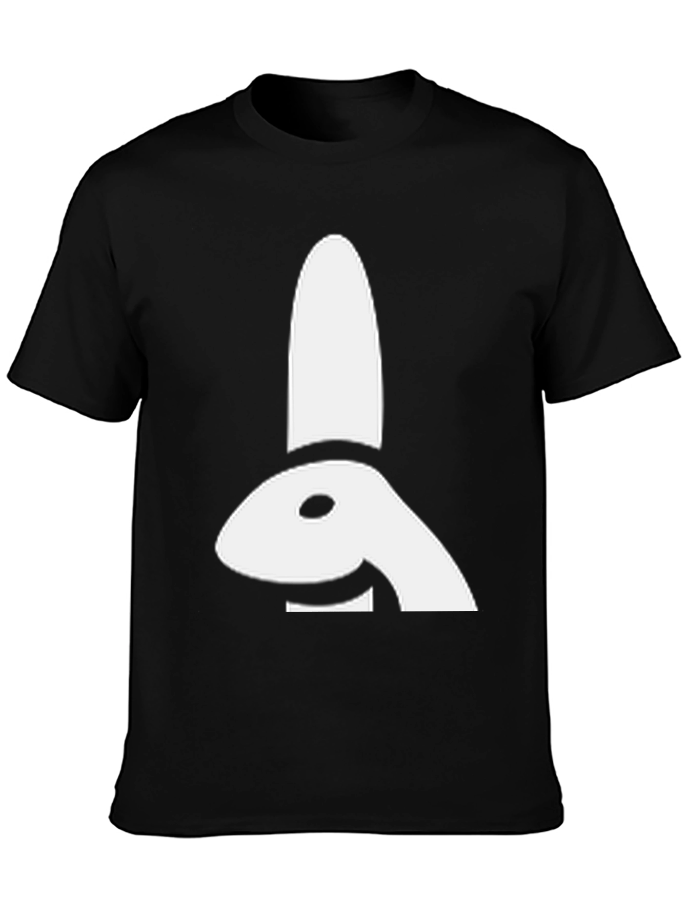 Abstract Bunny Graphic Tee - Black Cotton Shirt