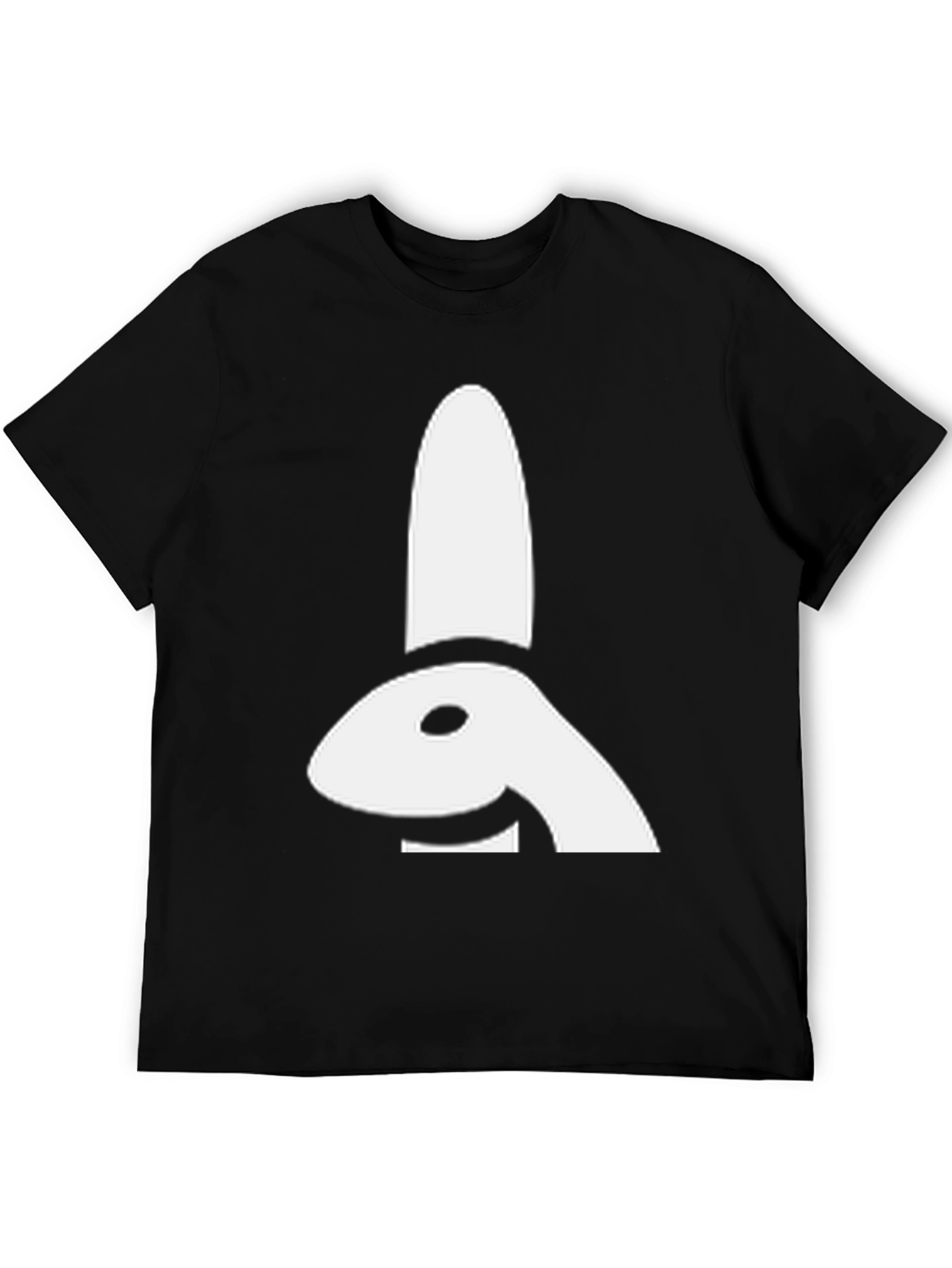 Abstract Bunny Graphic Tee - Black Cotton Shirt