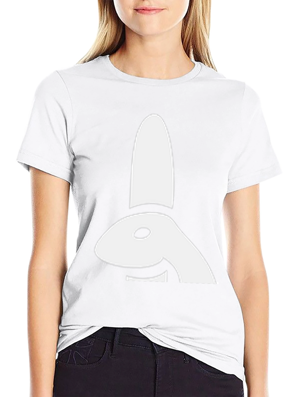 Abstract Bunny Graphic Tee - Black Cotton Shirt