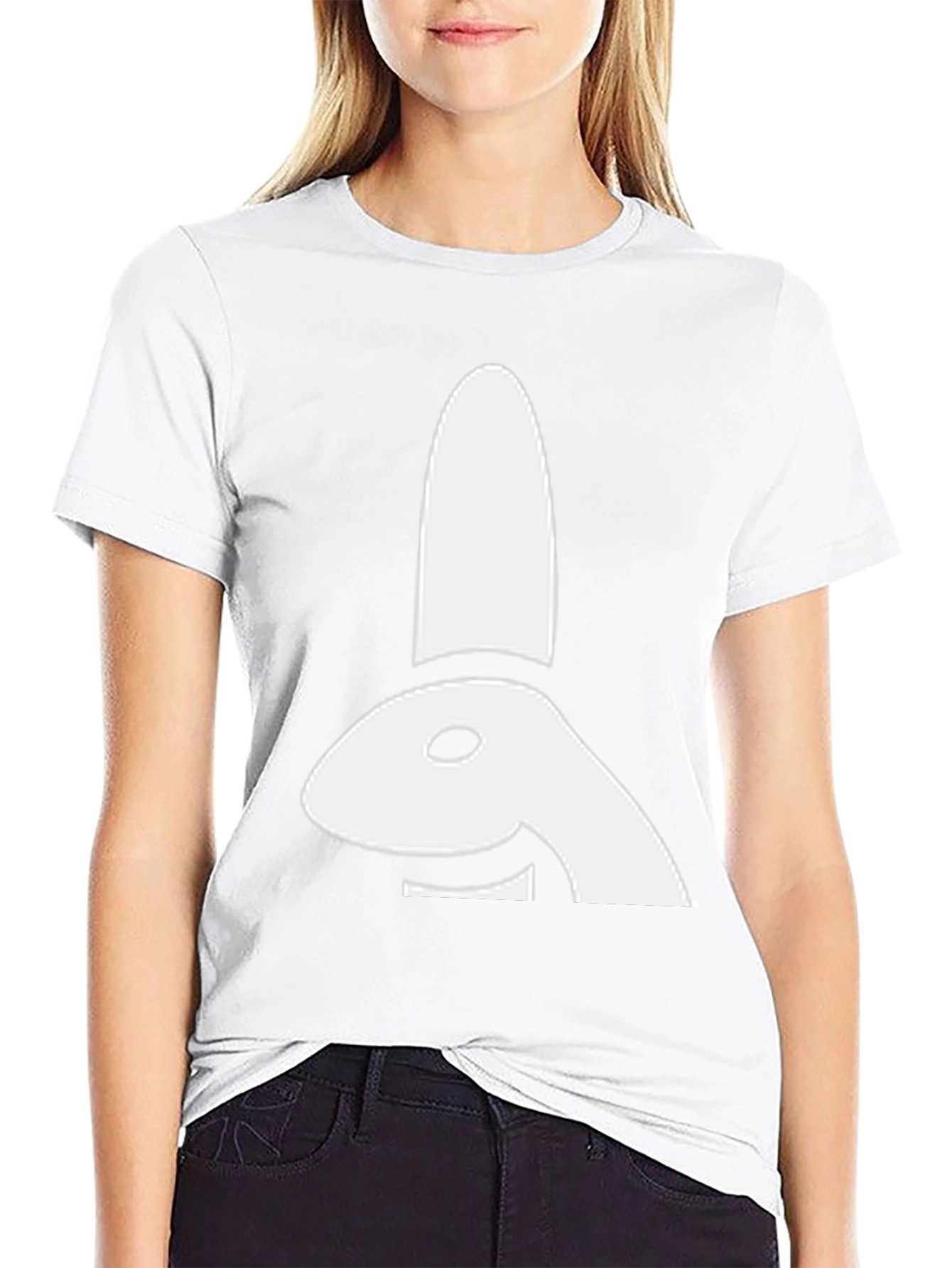 Abstract Bunny Graphic Tee - Black Cotton Shirt