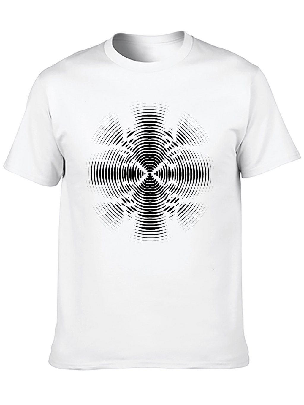 Black Geometric Ripple Design Tee - Modern Graphic T-Shirt