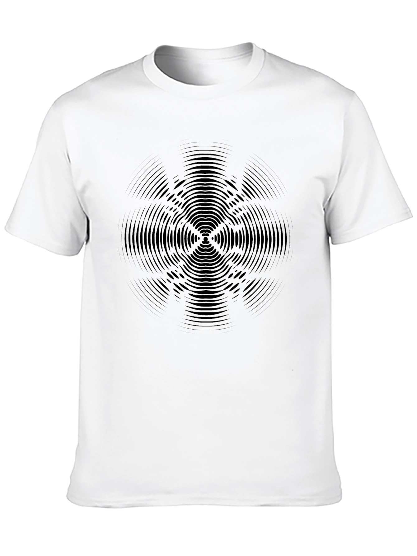 Black Geometric Ripple Design Tee - Modern Graphic T-Shirt
