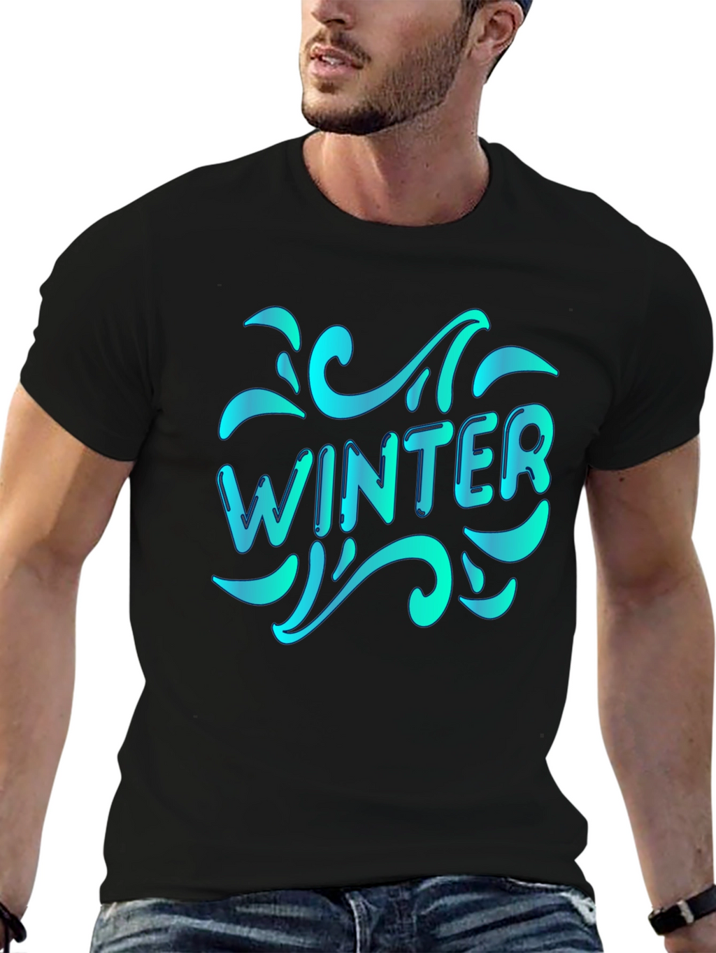 Winter Themed Black T-Shirt