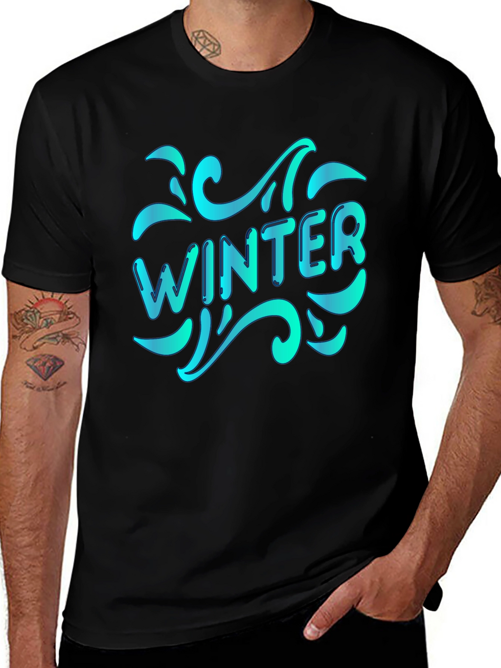Winter Themed Black T-Shirt