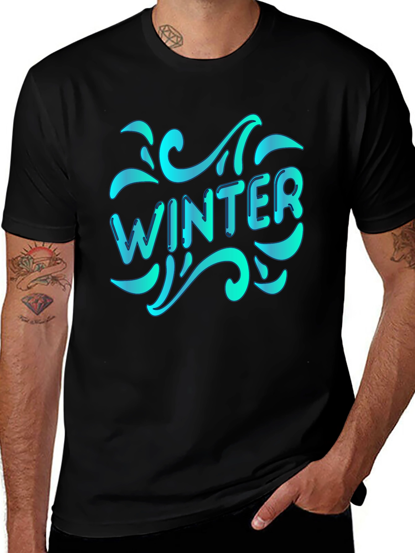 Winter Themed Black T-Shirt