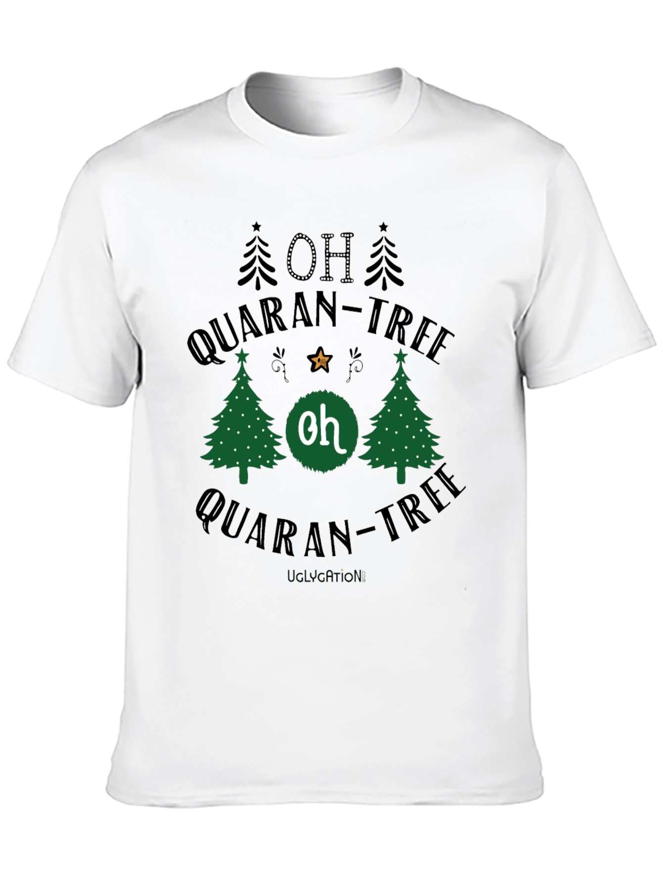 Oh Quaran-Tree Black Cotton T-Shirt