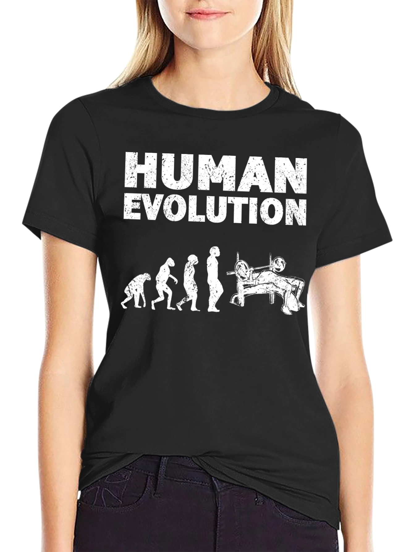 Human Evolution Bench Press T-Shirt - Gym Workout Tee