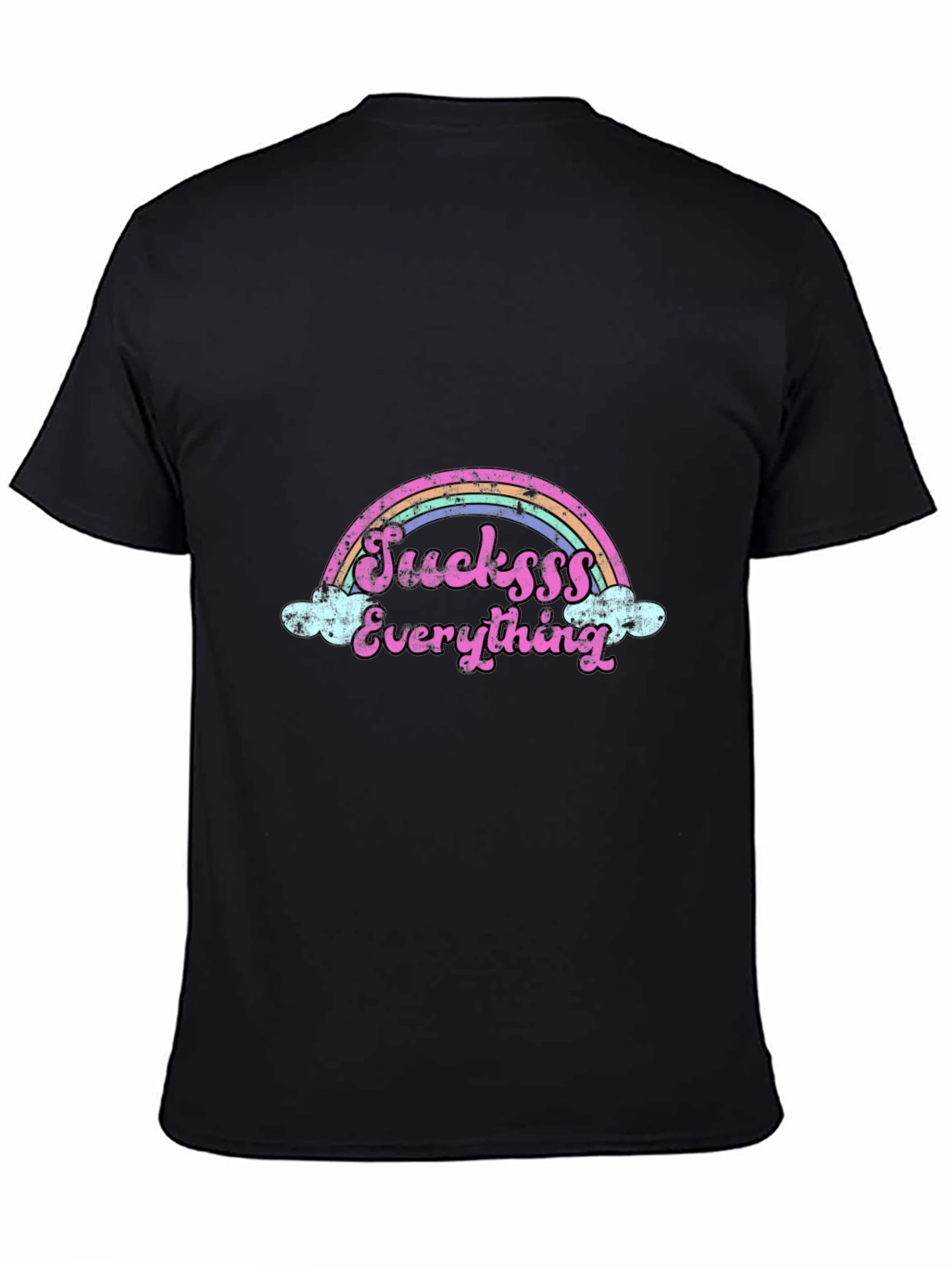 Sucksss Everything Rainbow Graphic Black T-Shirt