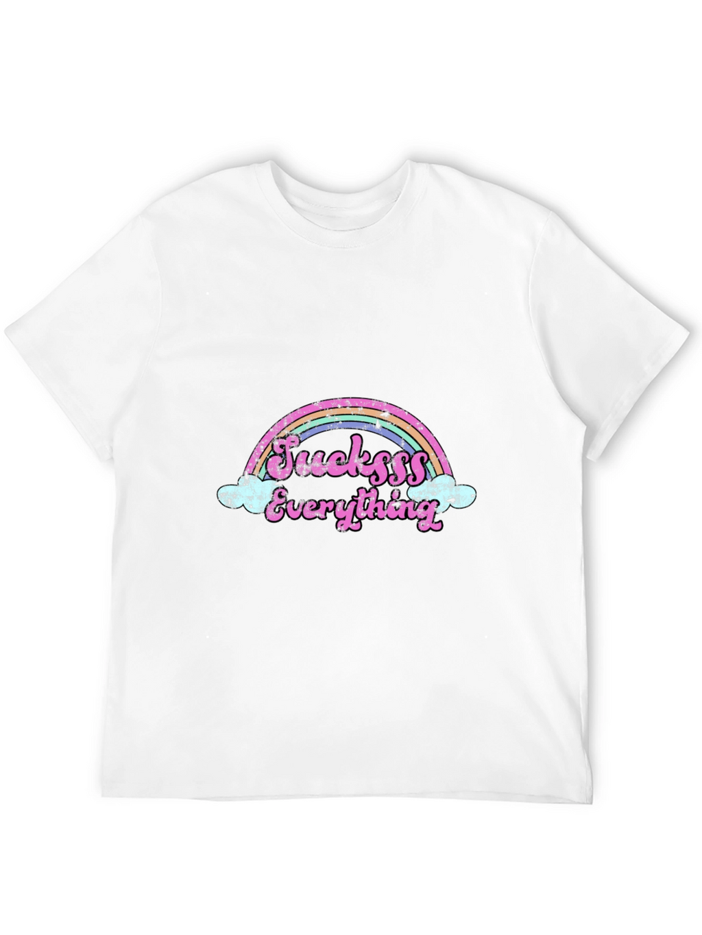 Sucksss Everything Rainbow Graphic Black T-Shirt