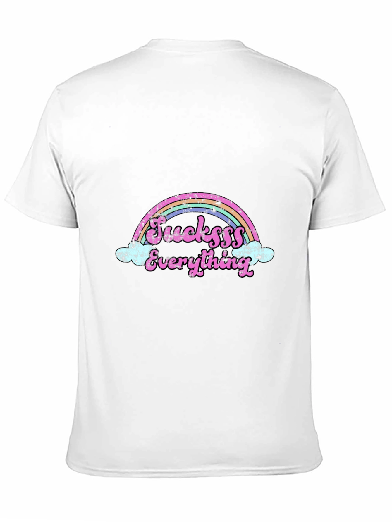 Sucksss Everything Rainbow Graphic Black T-Shirt