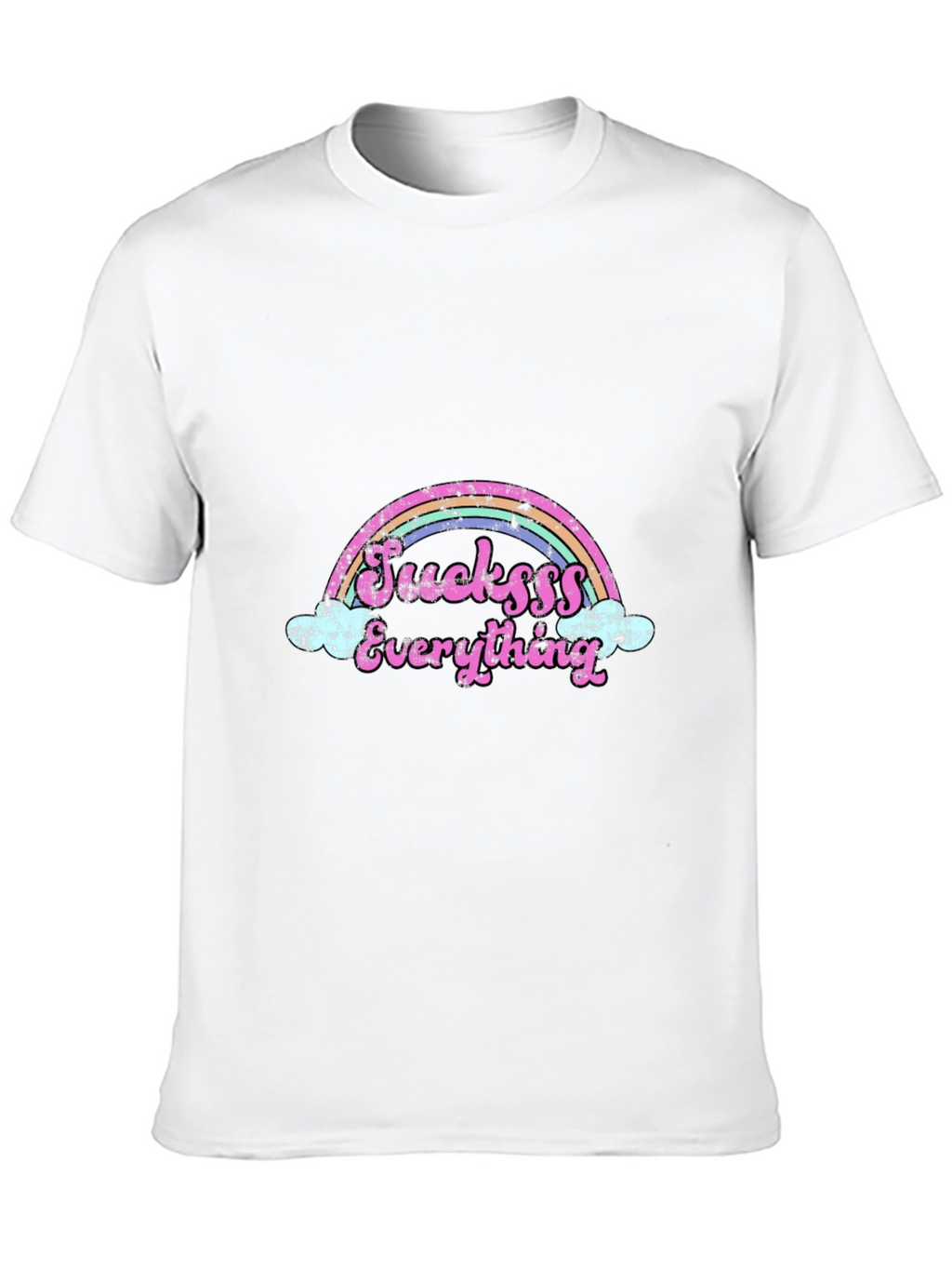 Sucksss Everything Rainbow Graphic Black T-Shirt