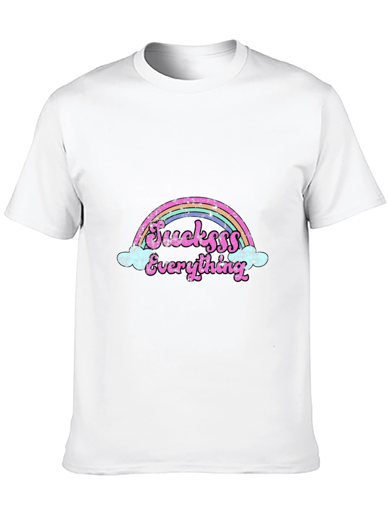 Sucksss Everything Rainbow Graphic Black T-Shirt