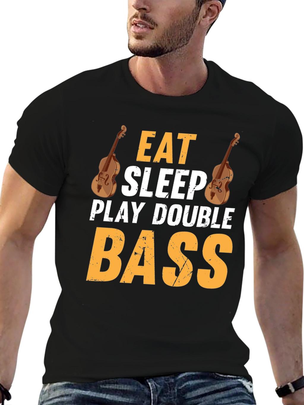 Eat Sleep Play Double Bass Black T-Shirt