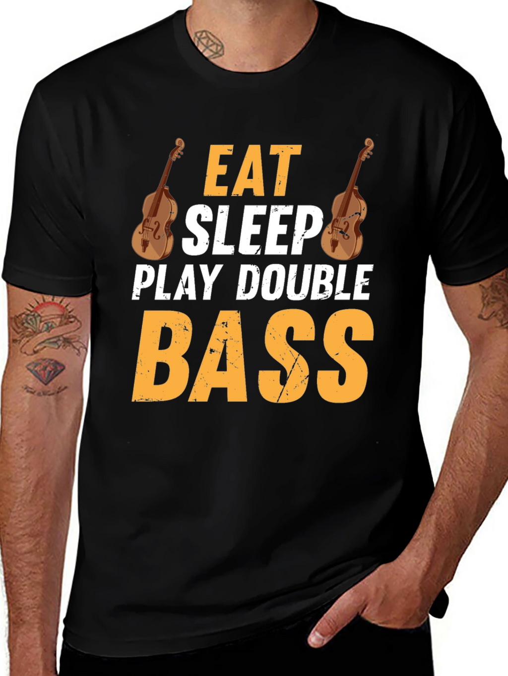 Eat Sleep Play Double Bass Black T-Shirt