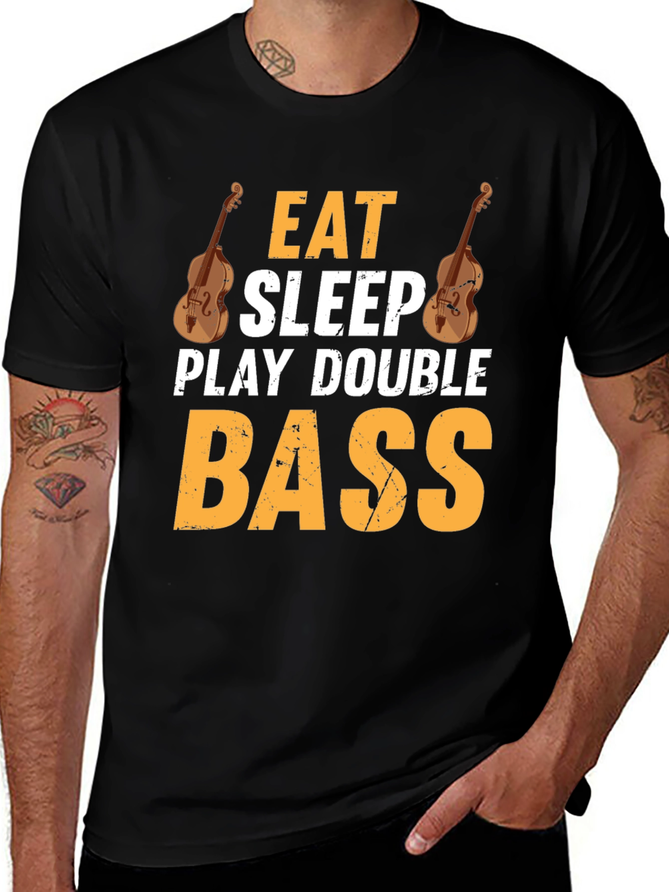 Eat Sleep Play Double Bass Black T-Shirt