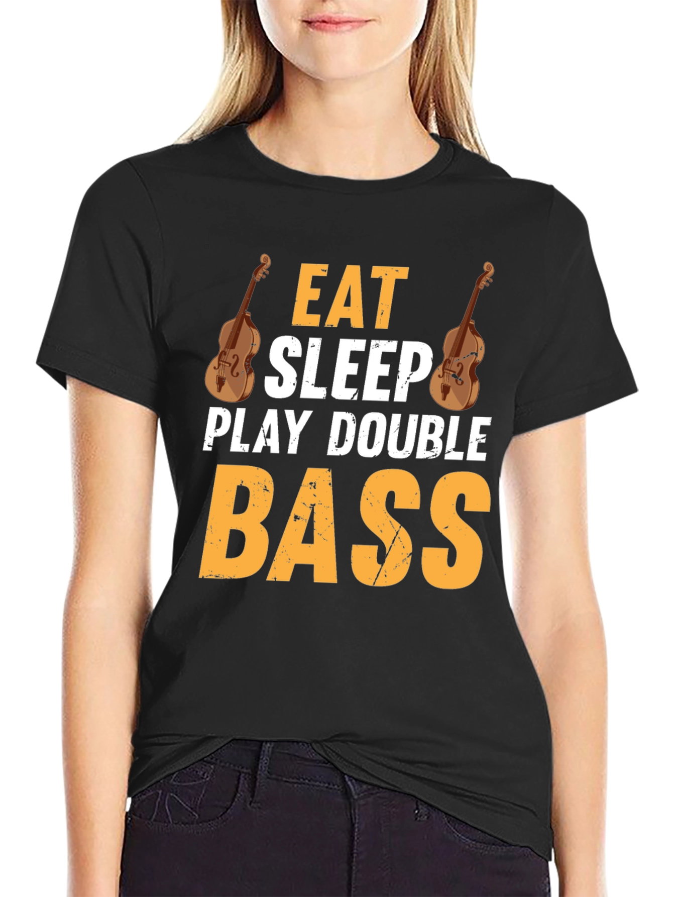 Eat Sleep Play Double Bass Black T-Shirt