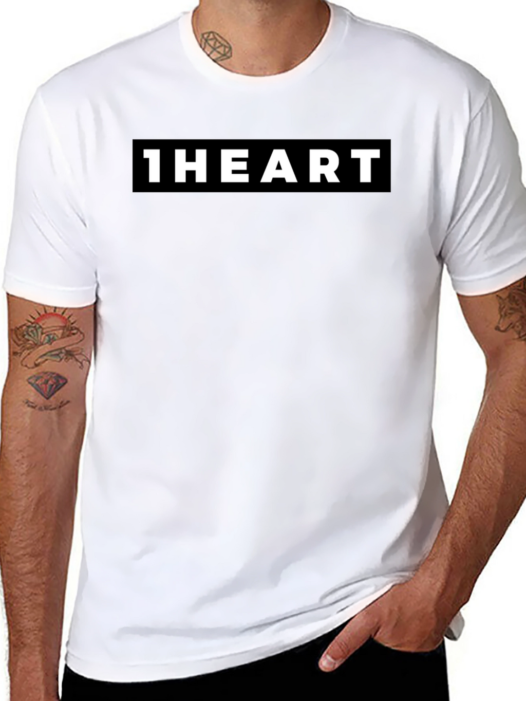 1HEART Black Crew Neck Graphic Tee