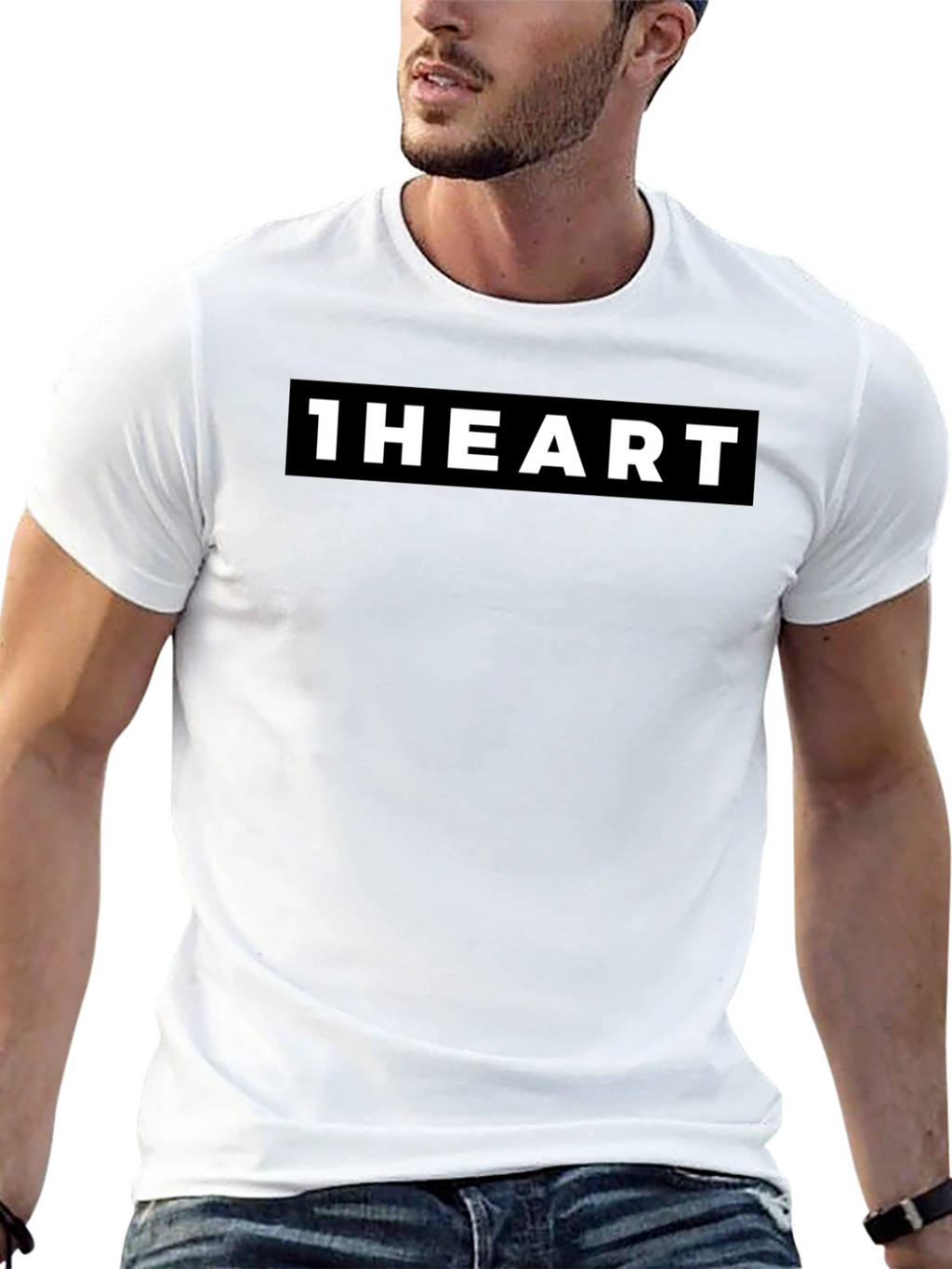 1HEART Black Crew Neck Graphic Tee