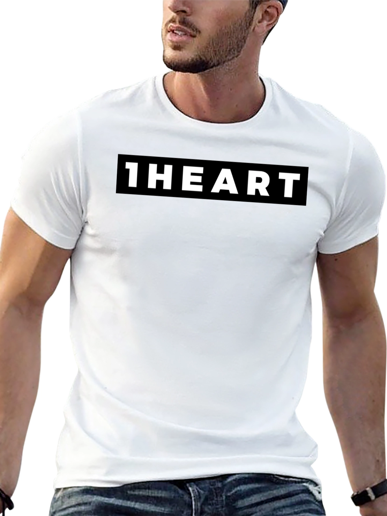 1HEART Black Crew Neck Graphic Tee