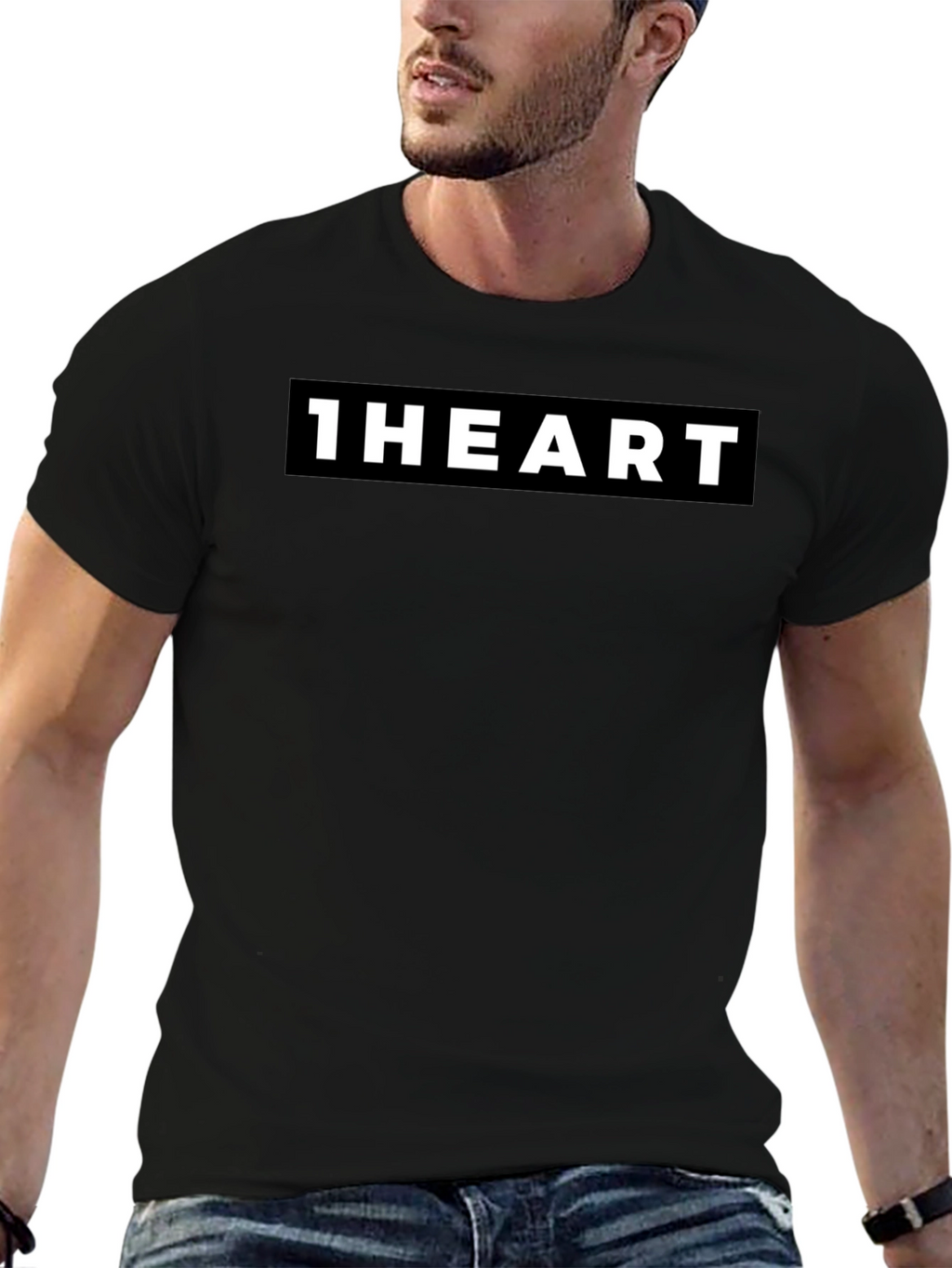 1HEART Black Crew Neck Graphic Tee