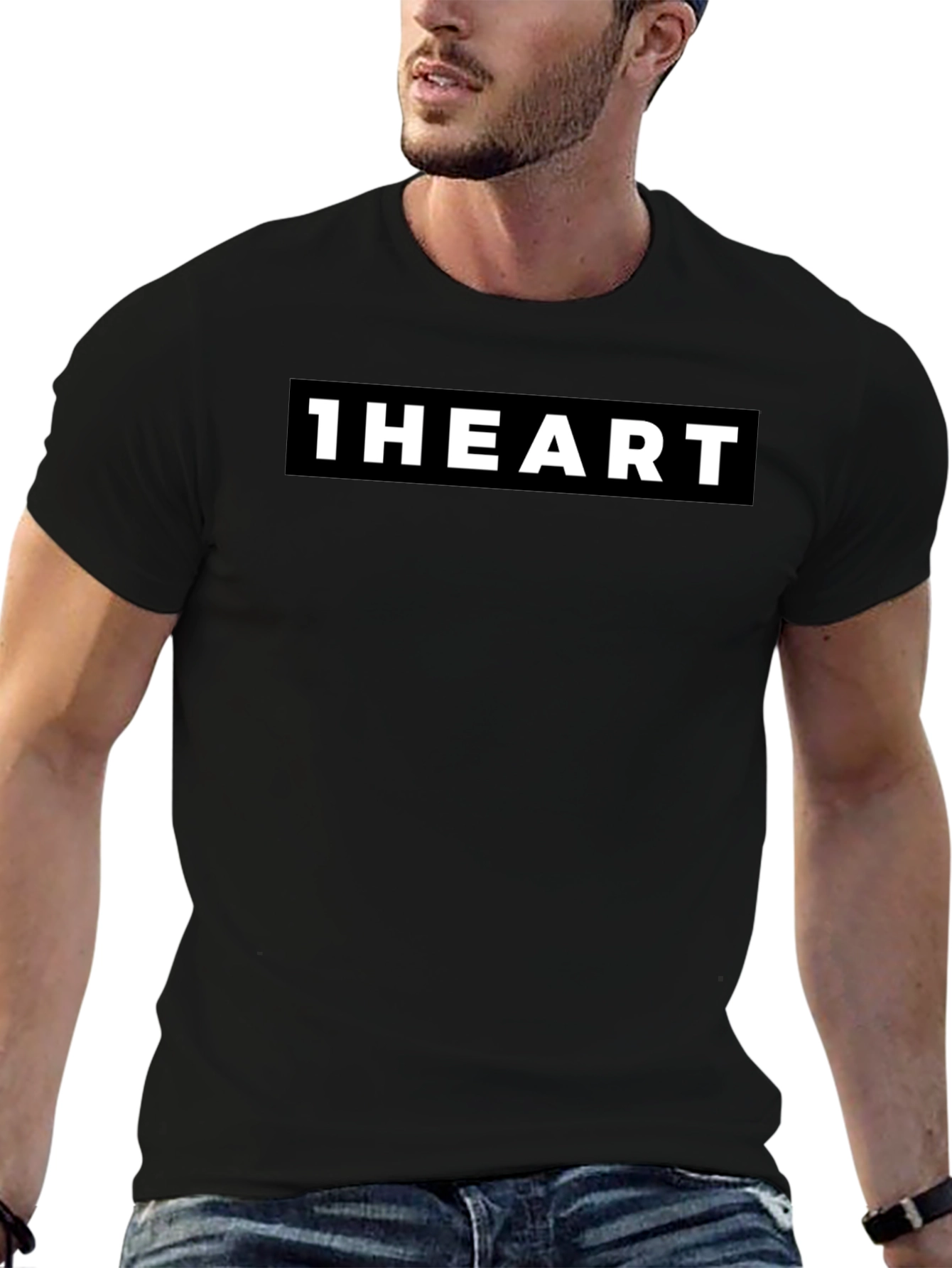 1HEART Black Crew Neck Graphic Tee
