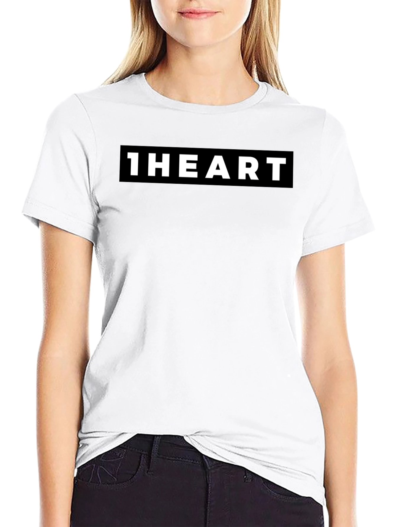 1HEART Black Crew Neck Graphic Tee