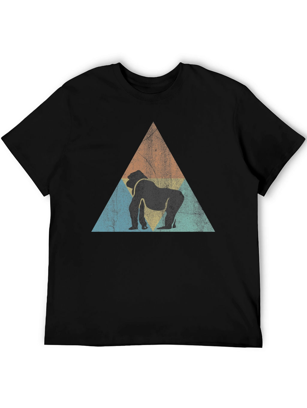 Retro Gorilla Triangle Graphic Tee - Black