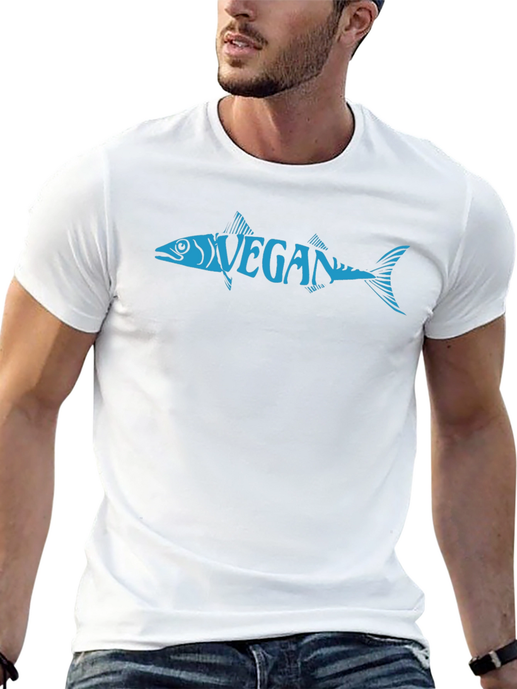 Vegan Fish Graphic Tee - Unisex Crew Neck T-Shirt
