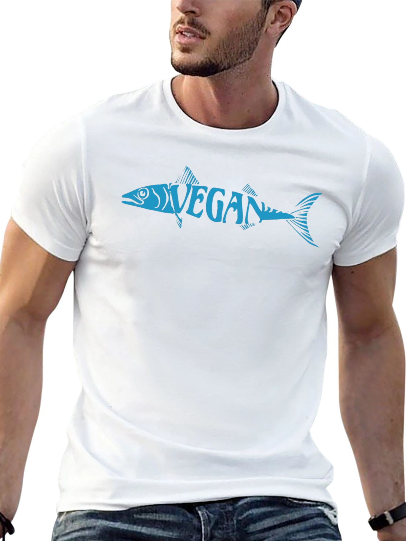 Vegan Fish Graphic Tee - Unisex Crew Neck T-Shirt