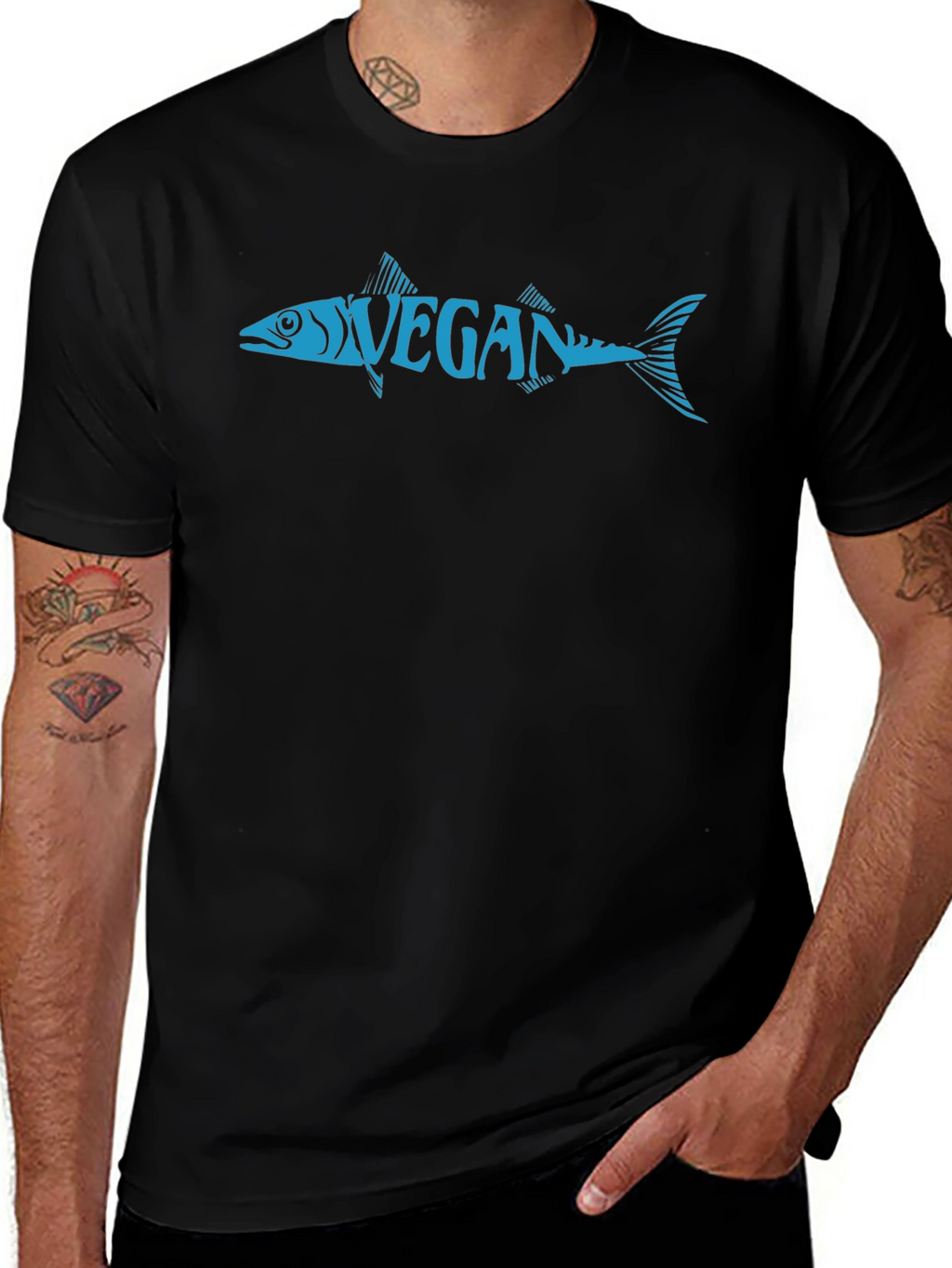 Vegan Fish Graphic Tee - Unisex Crew Neck T-Shirt