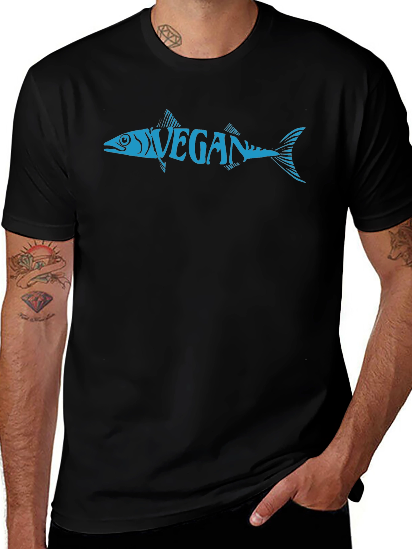 Vegan Fish Graphic Tee - Unisex Crew Neck T-Shirt