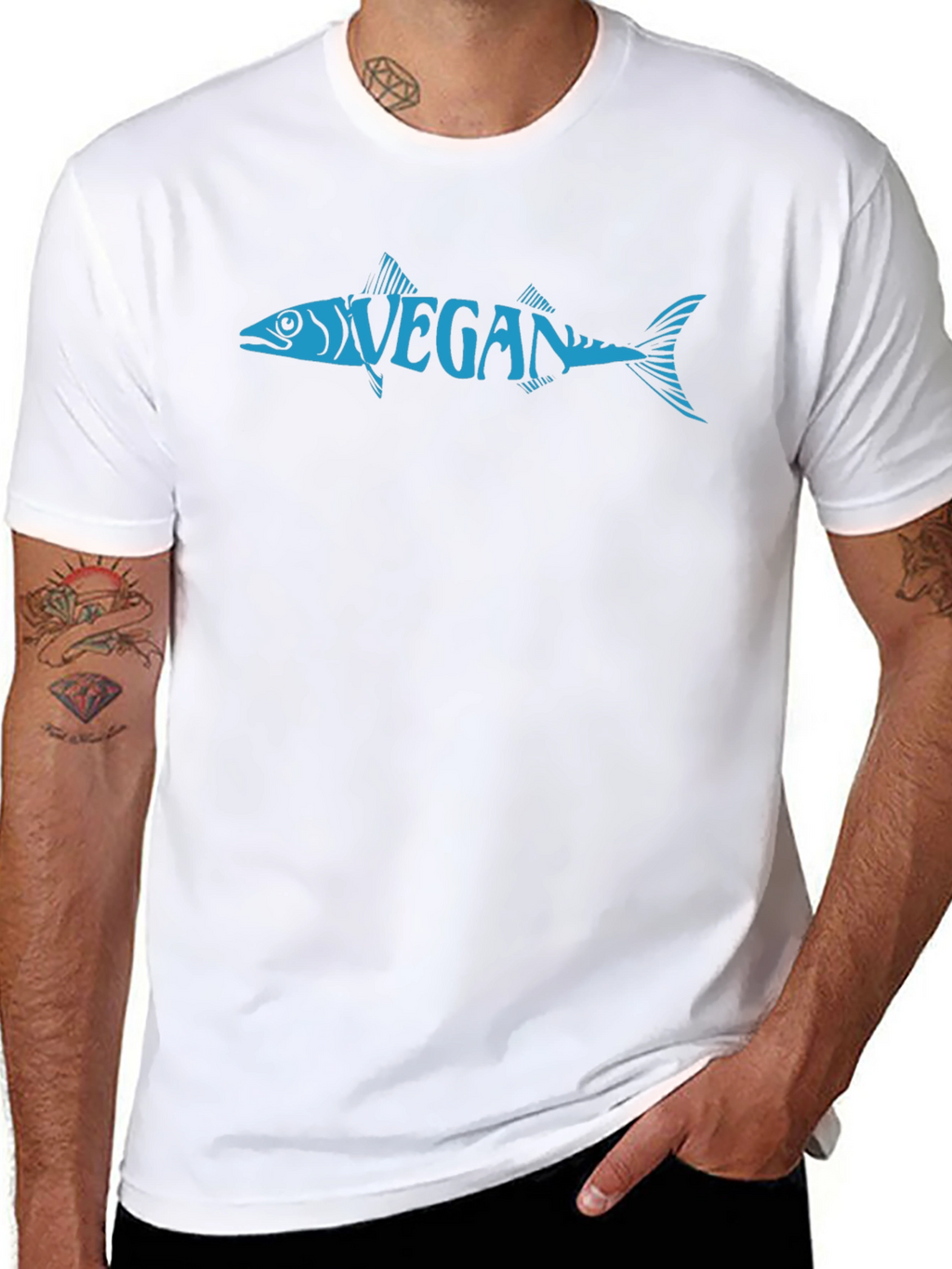 Vegan Fish Graphic Tee - Unisex Crew Neck T-Shirt