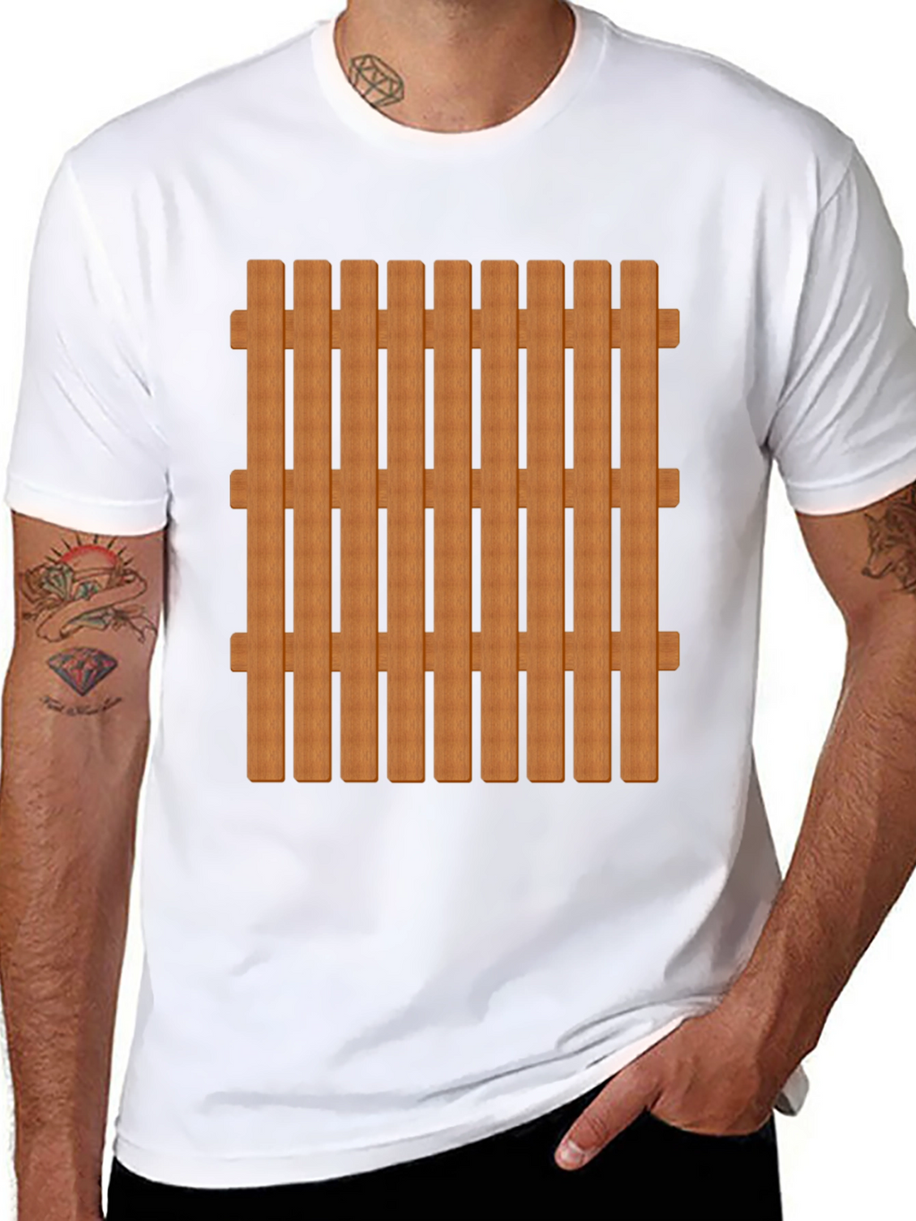 Novelty Fence T-Shirt - Black Cotton Blend